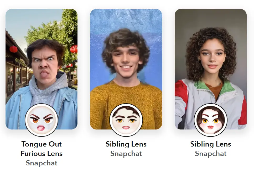 three guys with different snapchat filters 